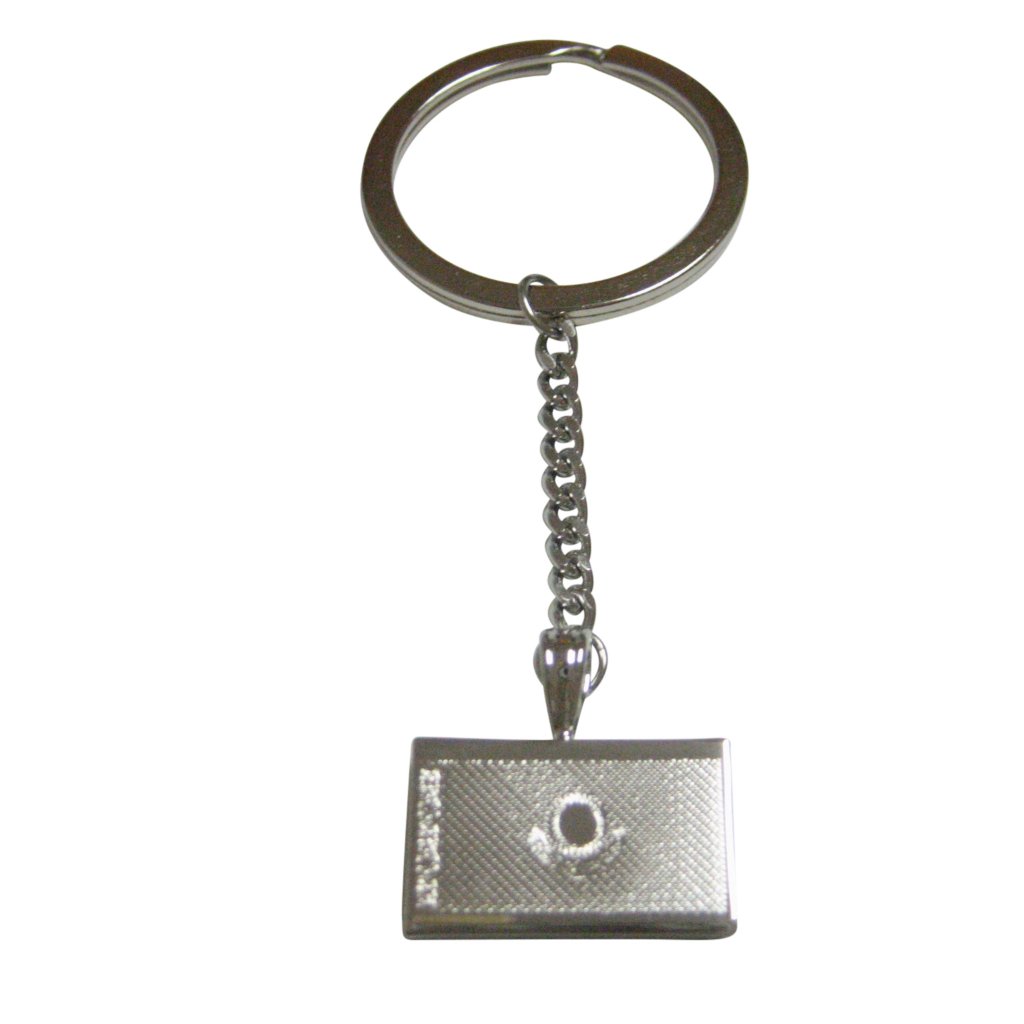 Etched Kazakhstan Flag Pendant Keychain